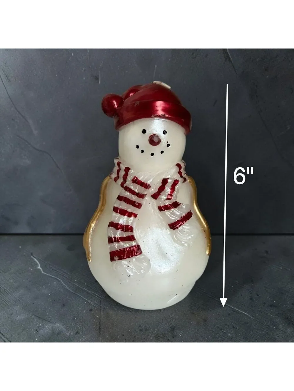 Snowman Christmas Candle Red Hat Striped Scarf Holiday Decor 6
